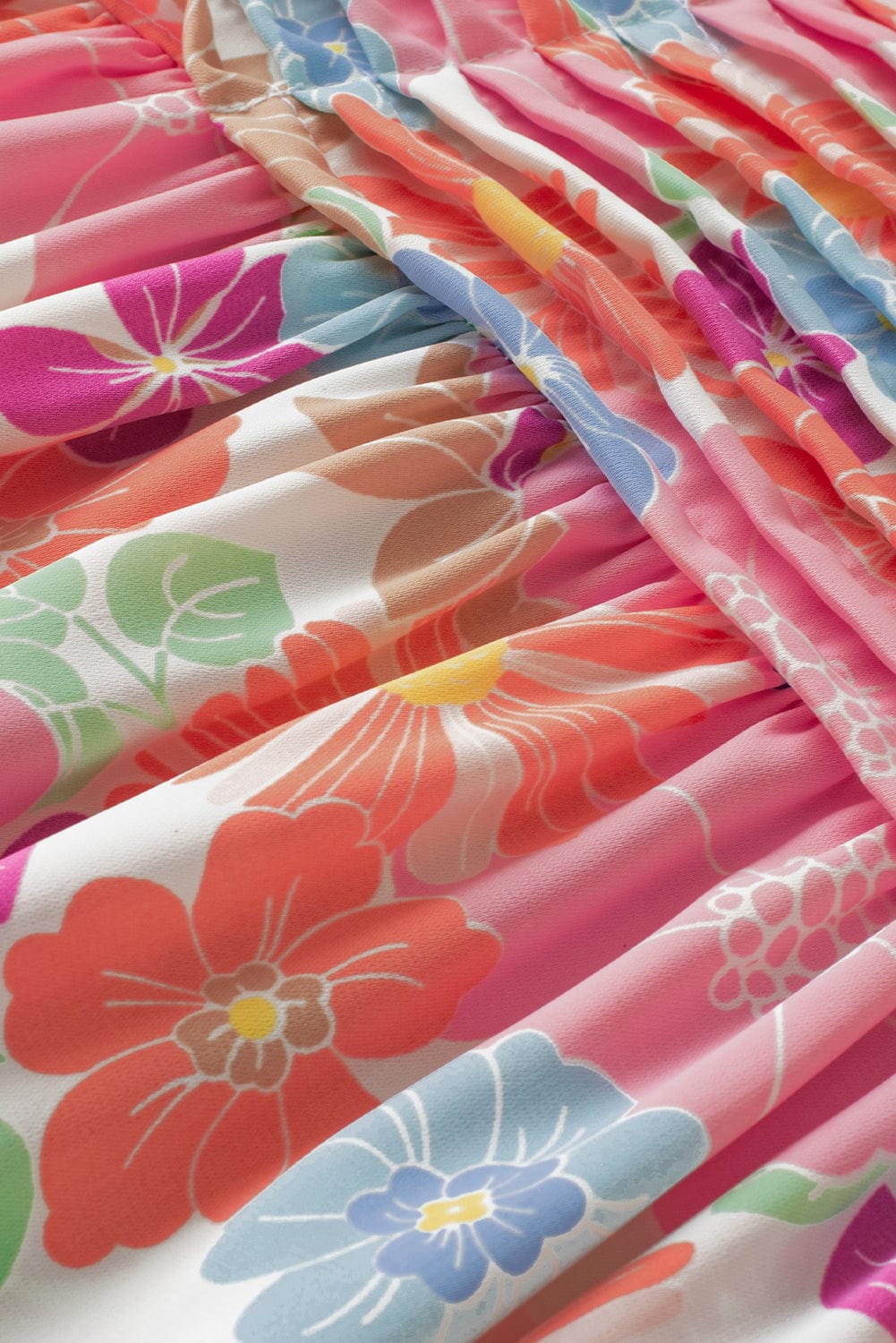 Pink Blossom Flutter Sleeve Pleated Blouse