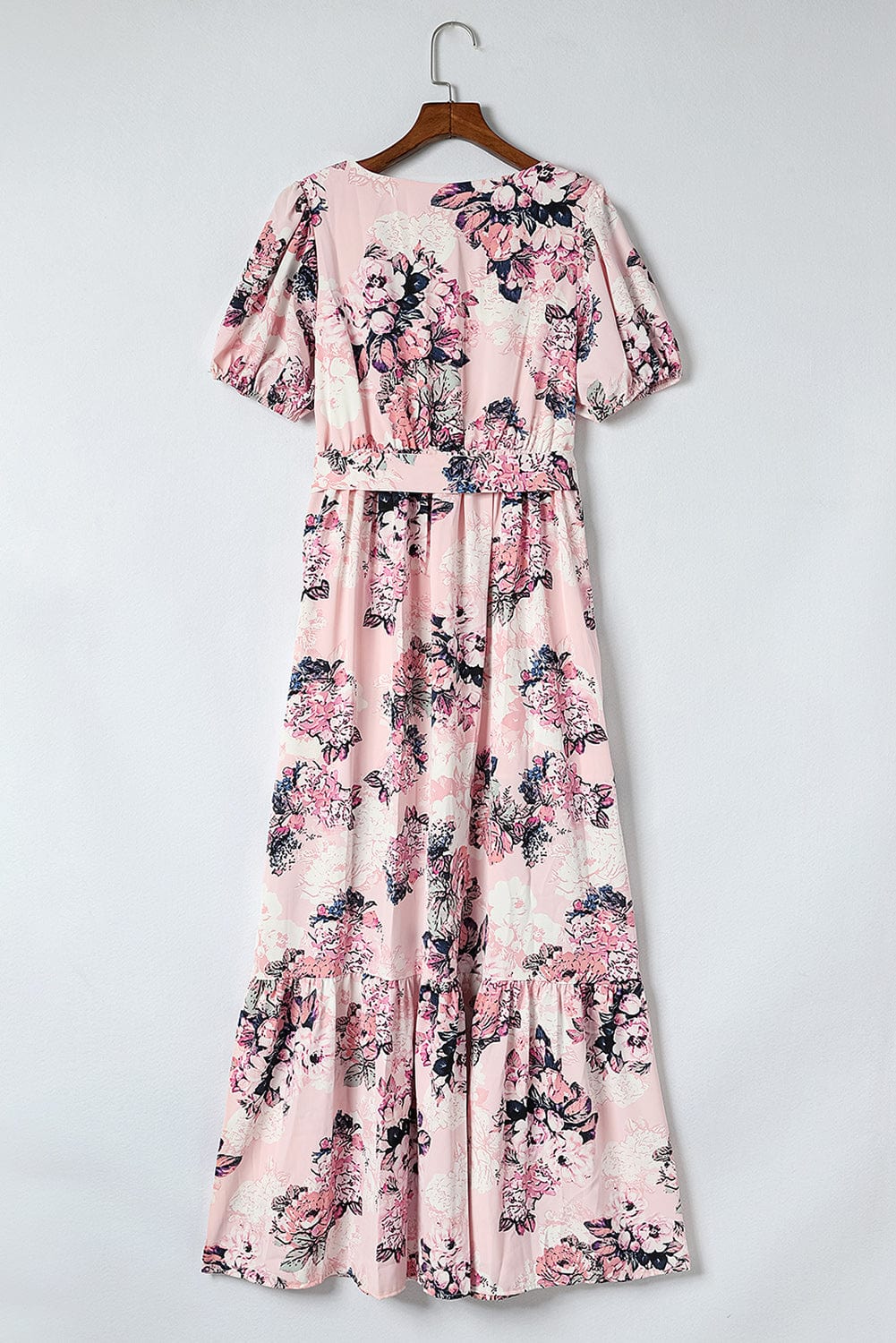 Pink Blossom Puff Sleeve Empire Maxi Gown