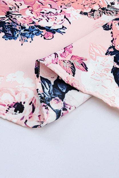 Pink Blossom Puff Sleeve Empire Maxi Gown