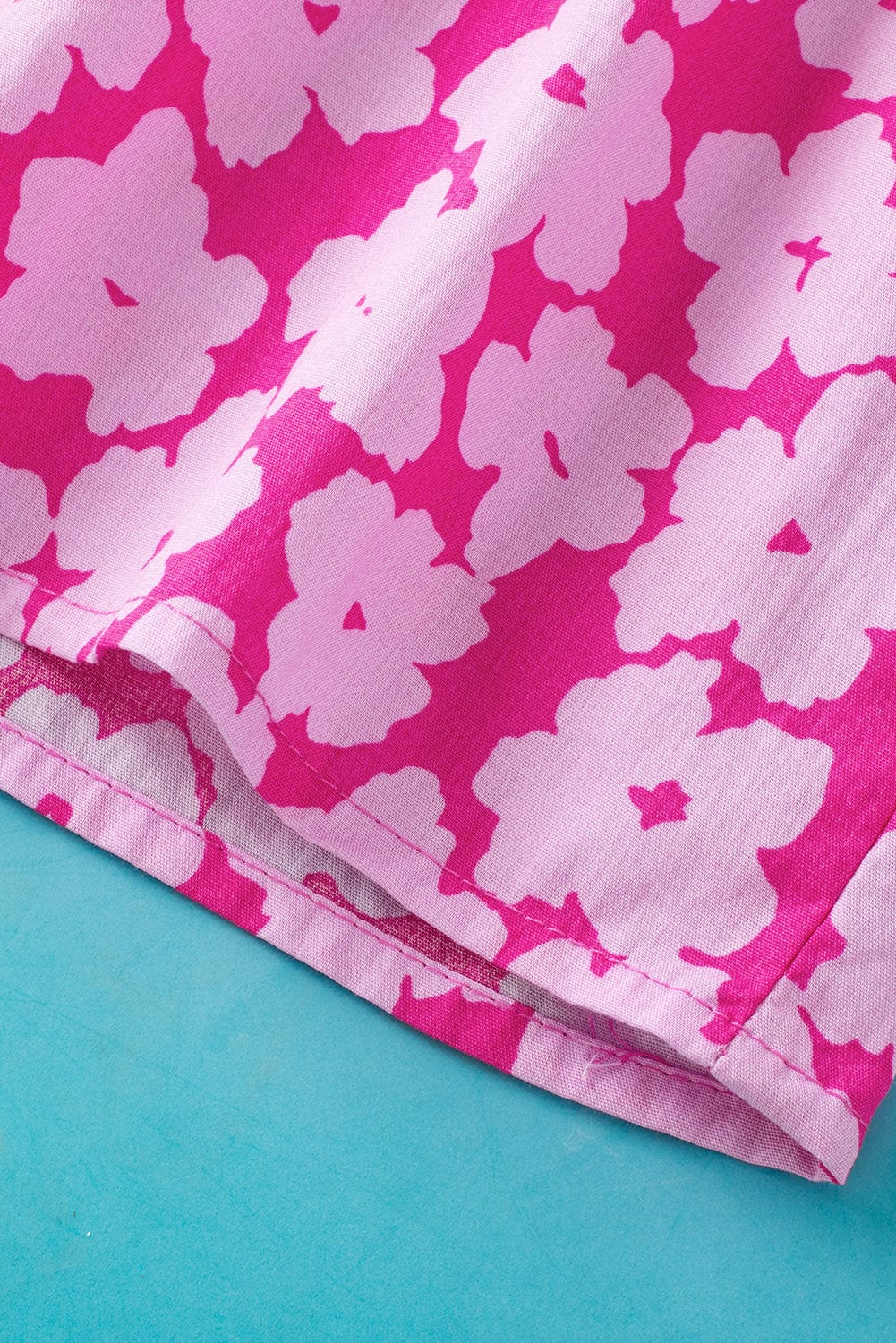 Pink Blossom Ruffle Sleeve Blouse with Ric Rac Detail