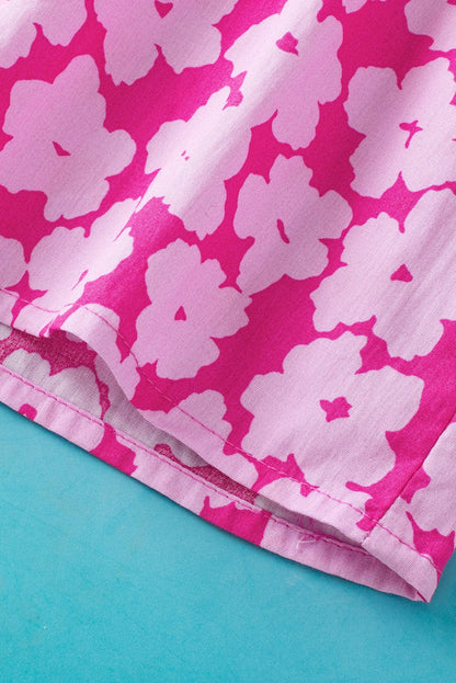 Pink Blossom Ruffle Sleeve Blouse with Ric Rac Detail