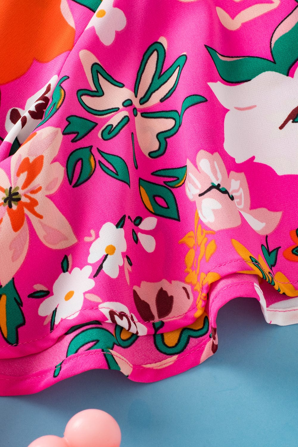 Pink Blossom Smocked Short Sleeve Blouse