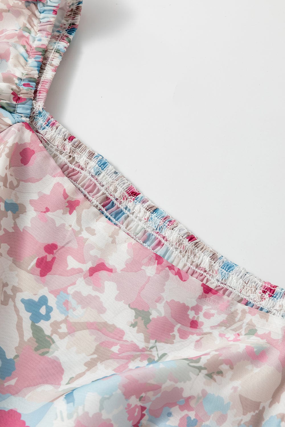 Pink Blossom Square Neck Ruffled Mini Dress