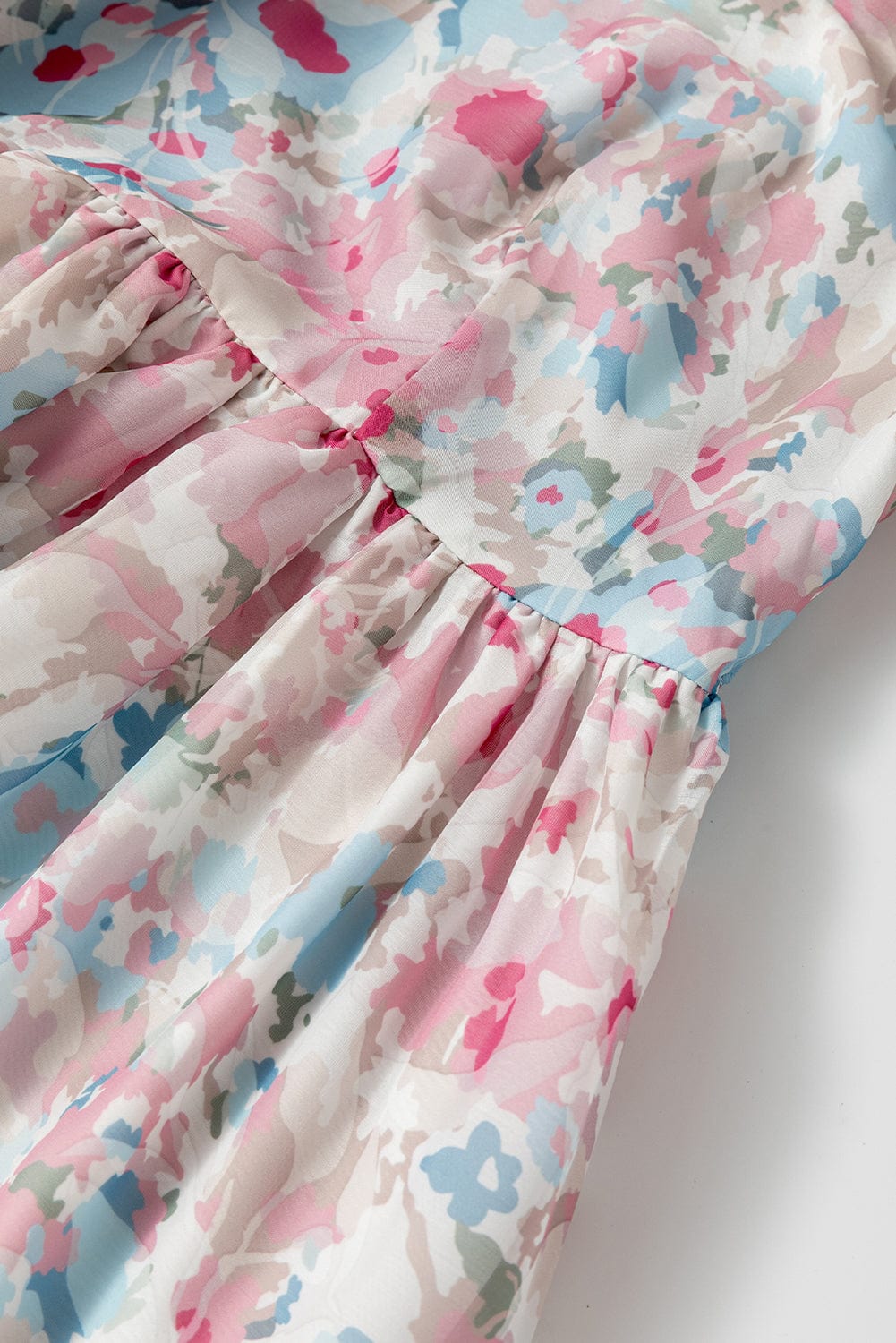 Pink Blossom Square Neck Ruffled Mini Dress