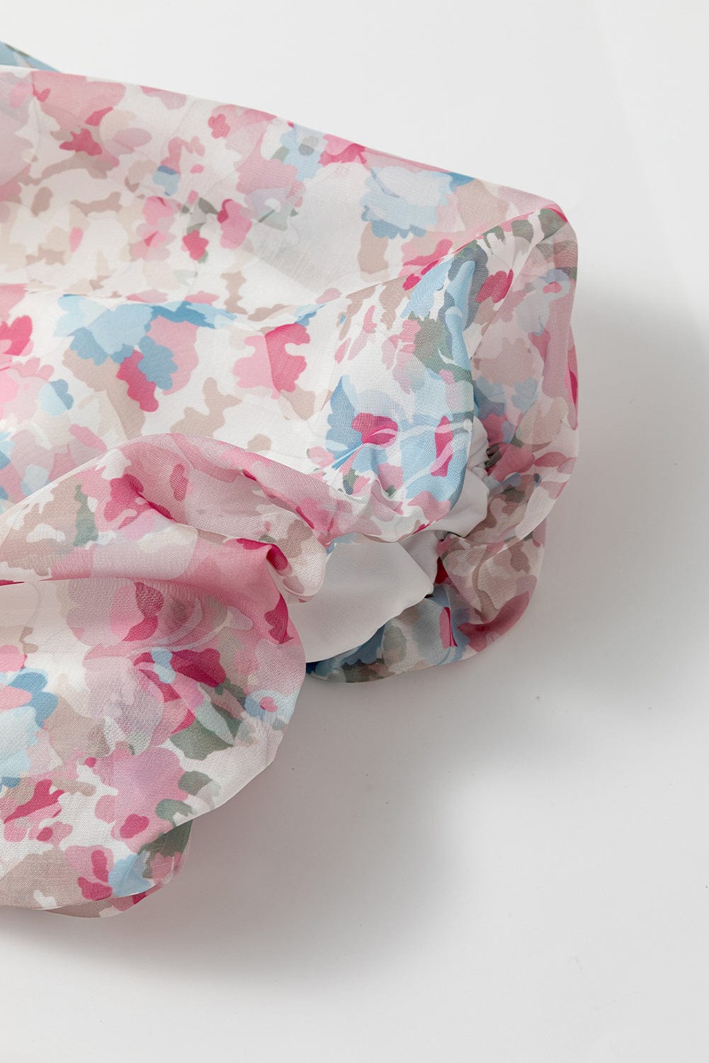 Pink Blossom Square Neck Ruffled Mini Dress