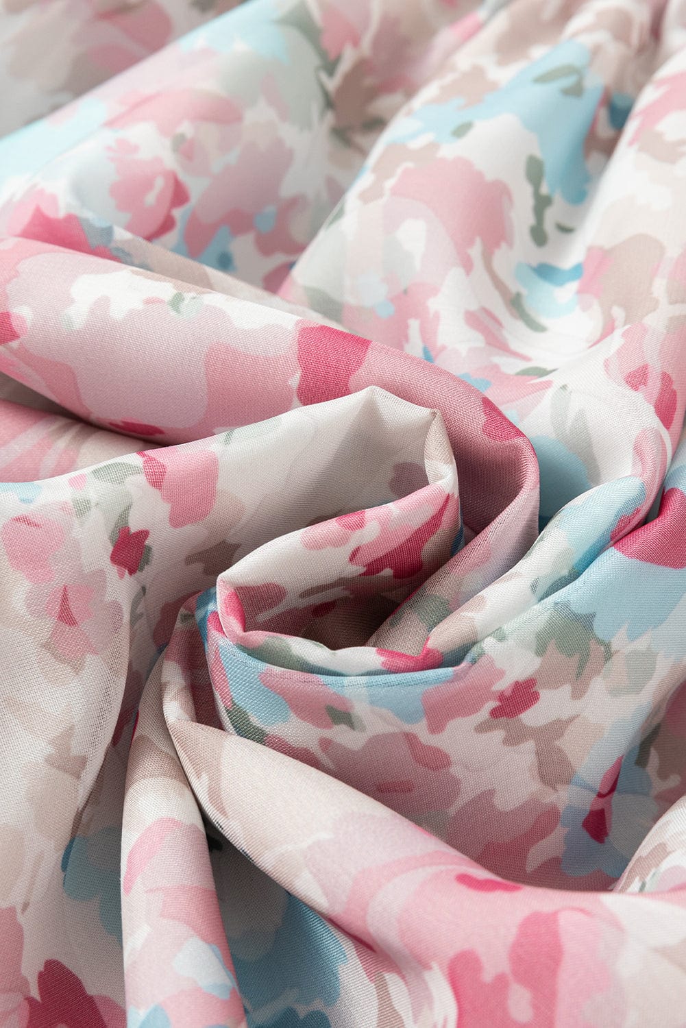 Pink Blossom Square Neck Ruffled Mini Dress