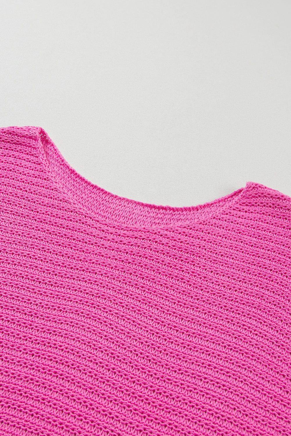 Pink Boat Neck Loose Knit Dolman Sleeve Sweater