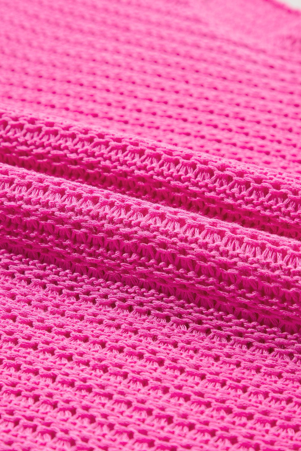 Pink Boat Neck Loose Knit Dolman Sleeve Sweater