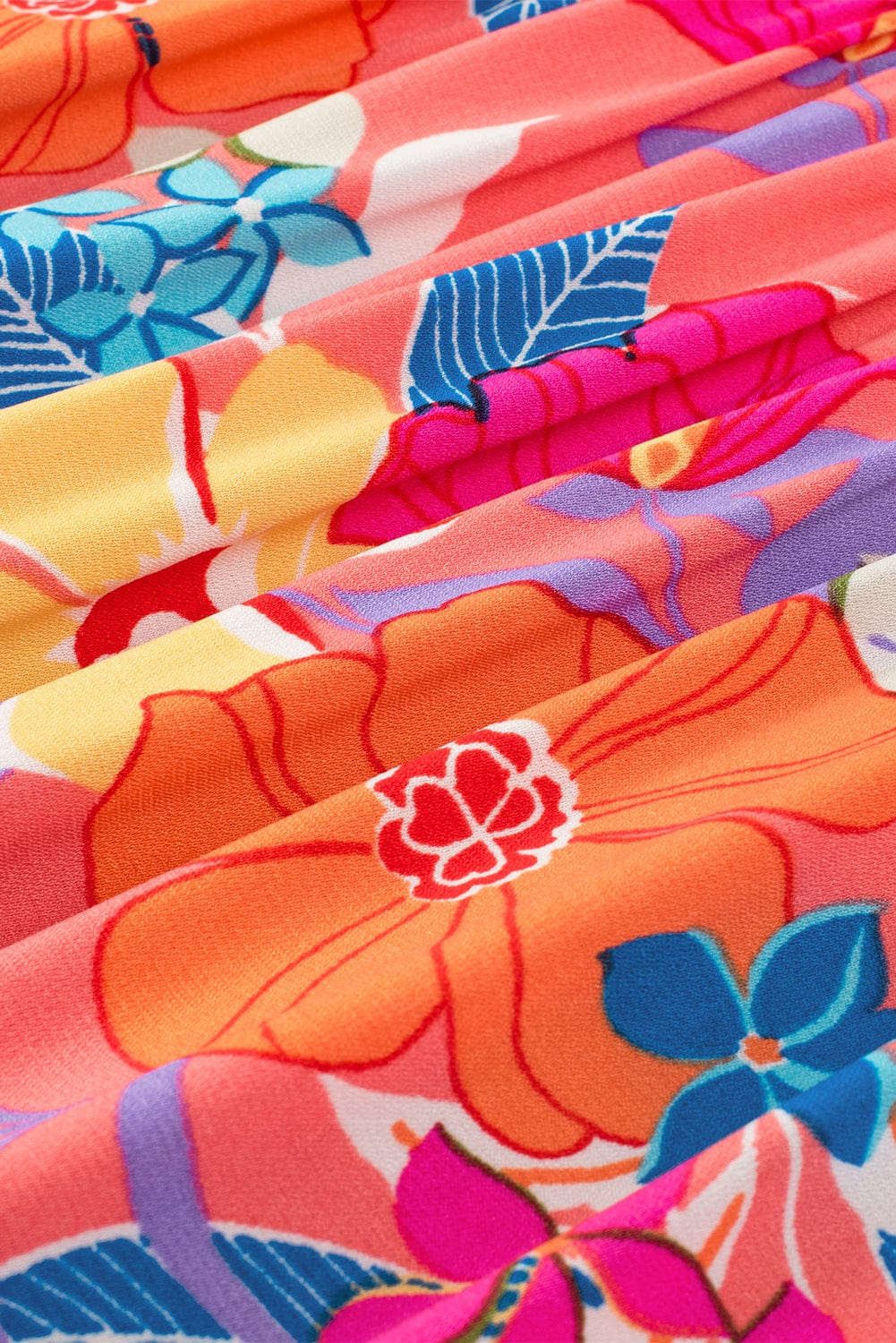 Pink Bohemian Floral Maxi Dress with Ruffled Shoulder Strap