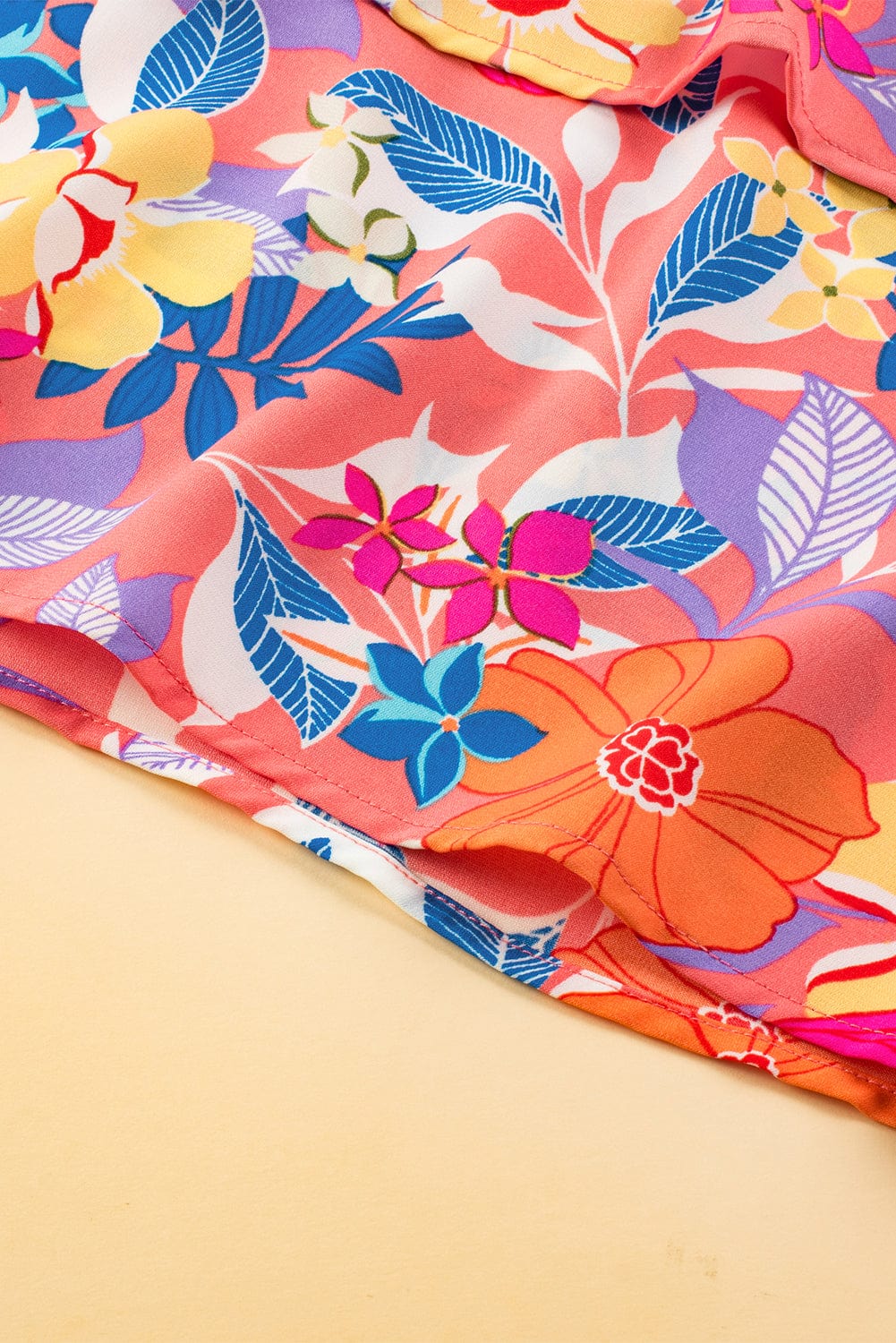 Pink Bohemian Floral Maxi Dress with Ruffled Shoulder Strap