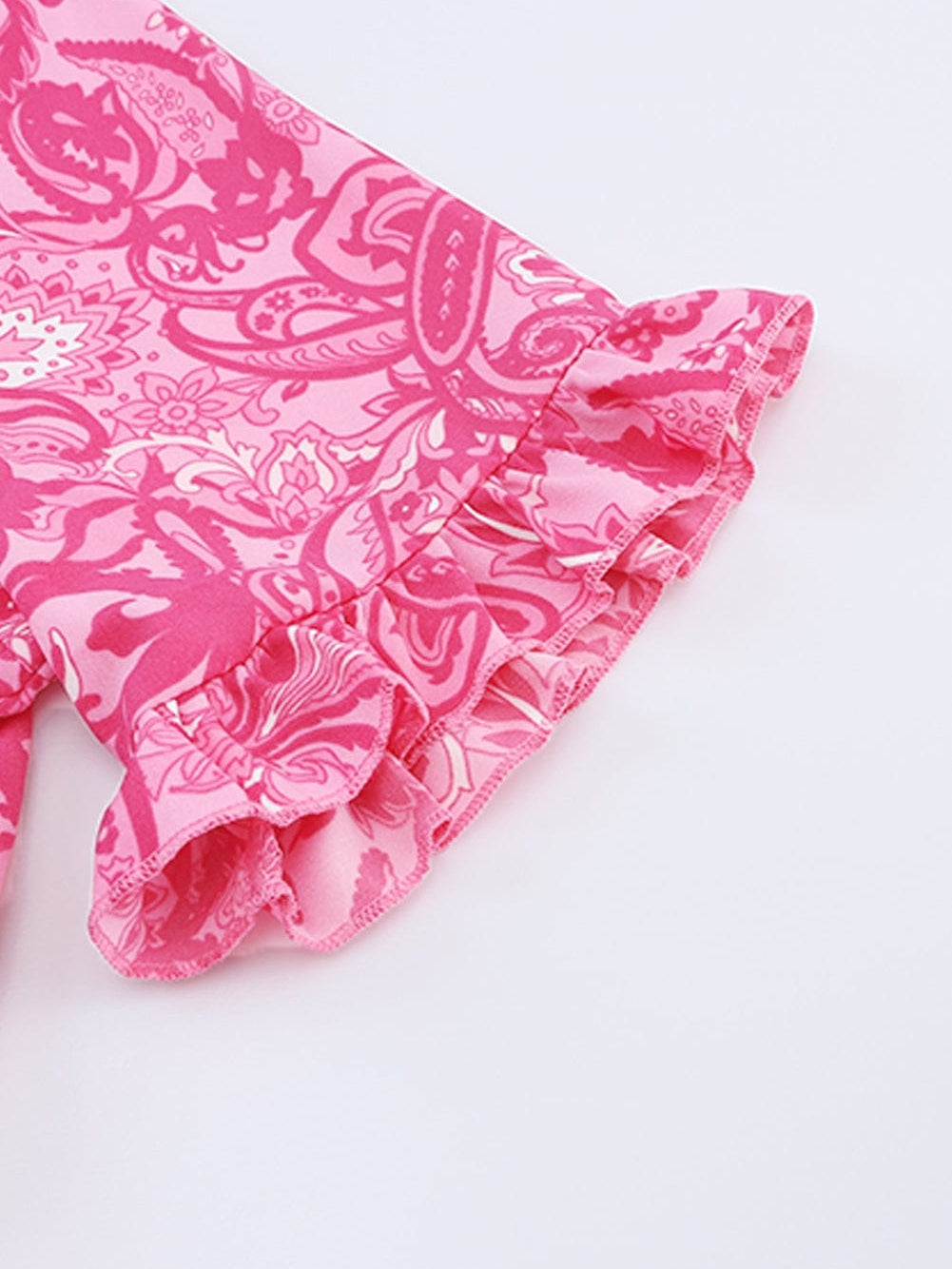 Pink Bohemian Paisley Print Ruffle Maxi Dress for Summer Vacations