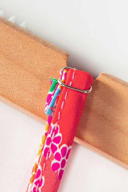 Pink Boho Floral Print Spaghetti Strap Flowy Midi Dress