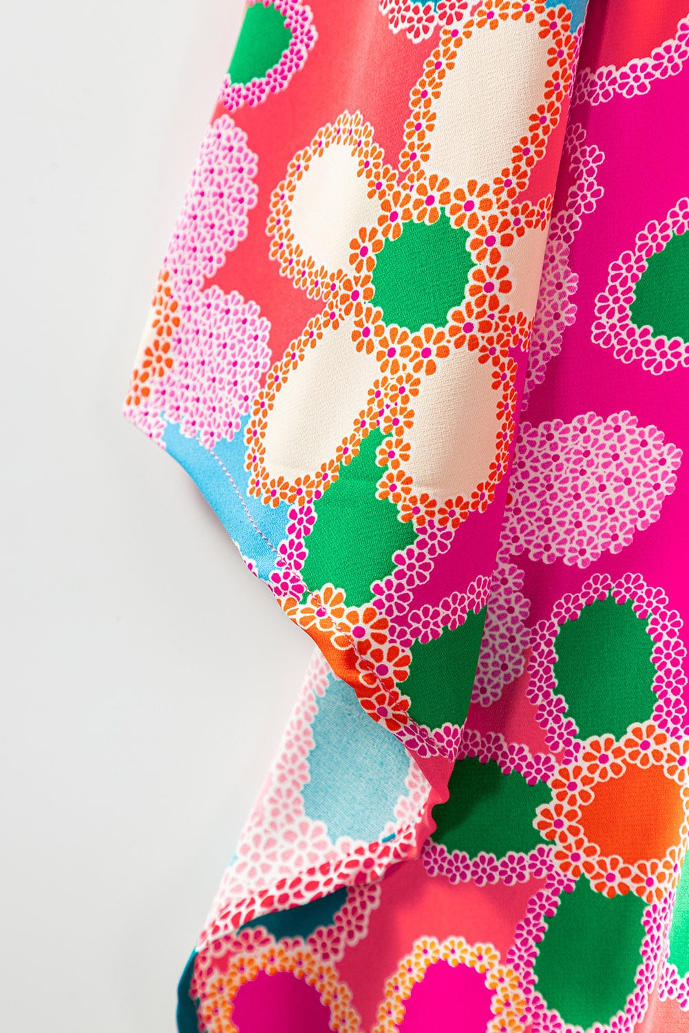 Pink Boho Floral Print Spaghetti Strap Flowy Midi Dress