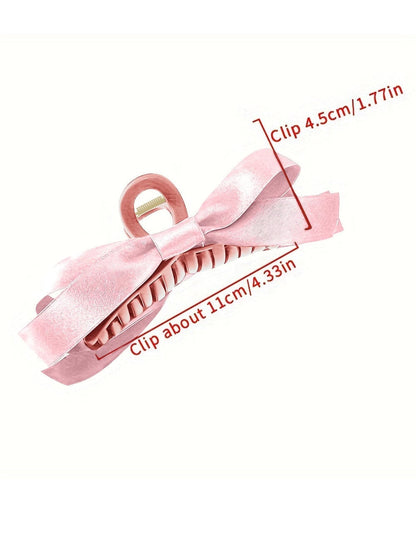 Pink Bow Decor Large Hair Claw Clip