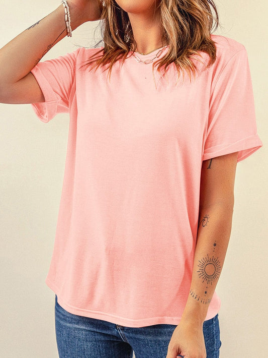 Pink Casual Round Neck T-shirt