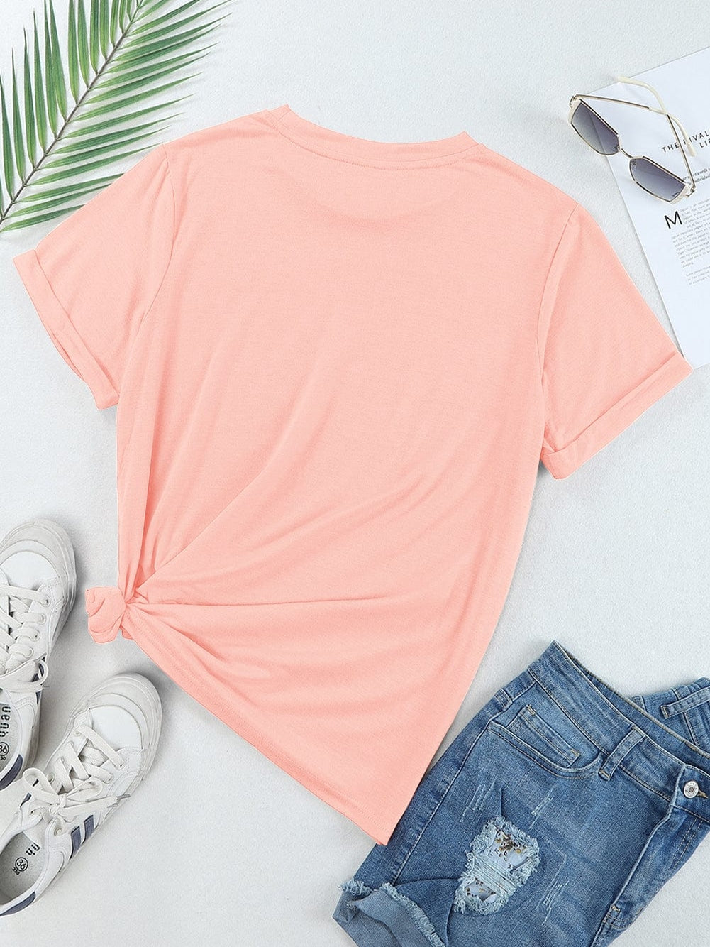 Pink Casual Round Neck T-shirt