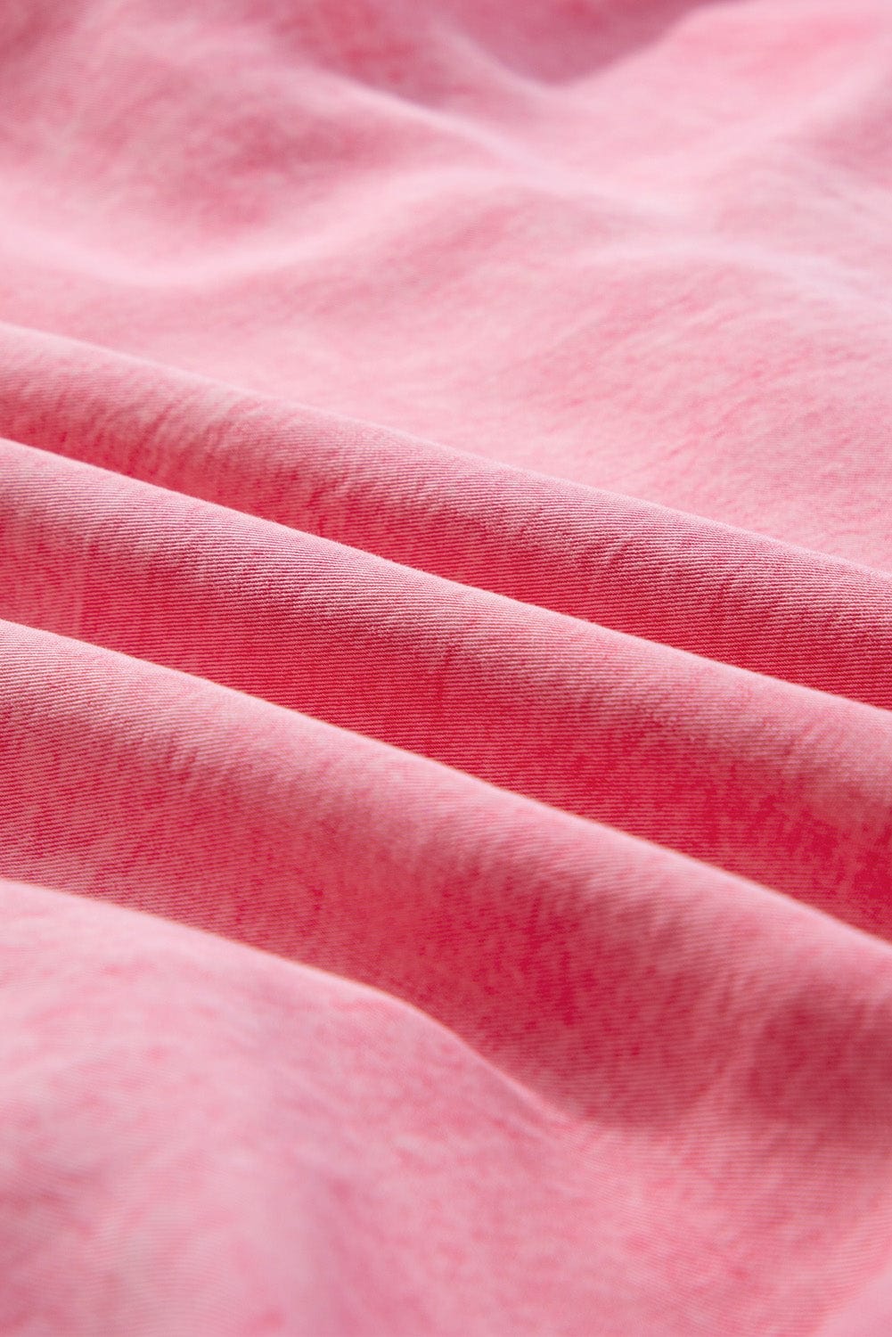 Pink Chambray Button-Front Ruffle Sleeve Mini Dress