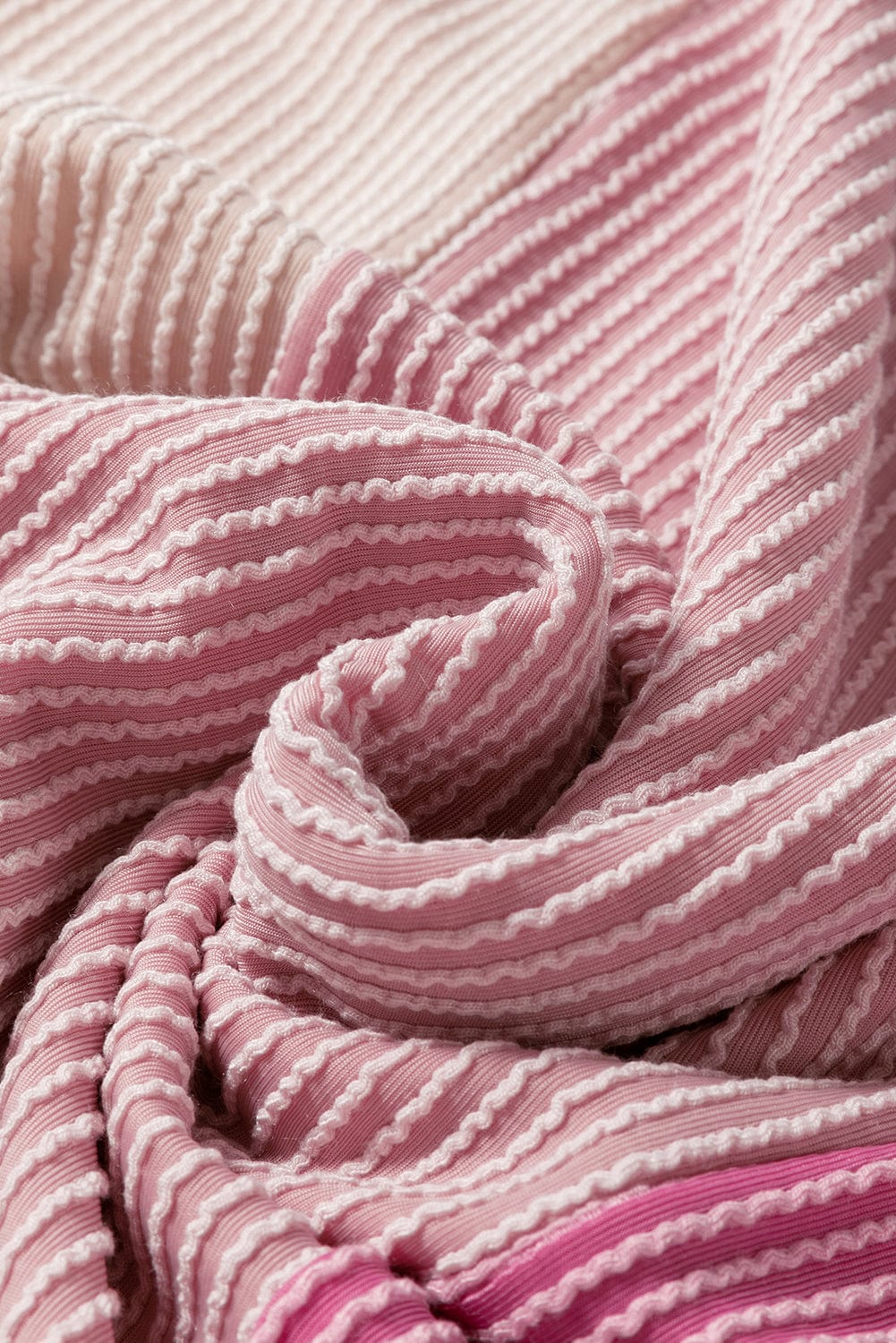 Pink Colorblock Textured Crew Neck Tee for Women