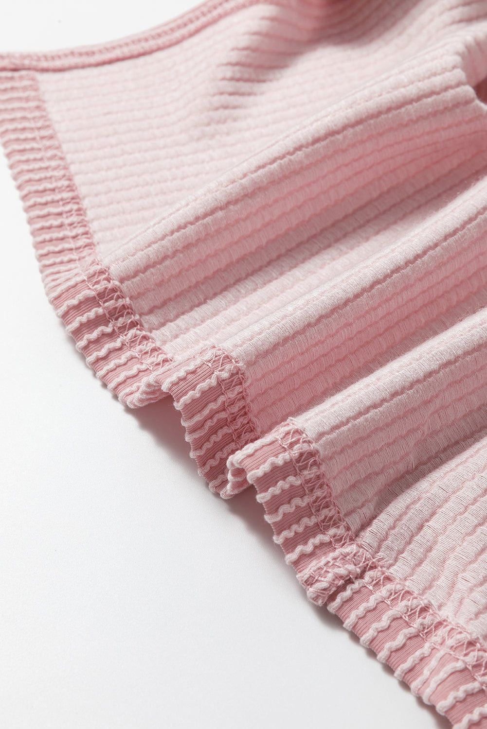 Pink Colorblock Textured Crew Neck Tee for Women