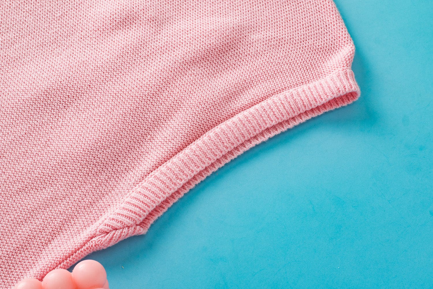 Pink Crochet Flower Knit Short Sleeve Sweater Top with Vintage Floral Print