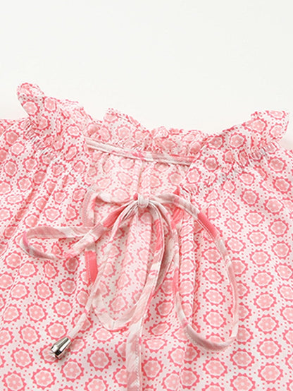 Pink Diamond Abstract Print V-Neck Sleeveless Maxi Dress