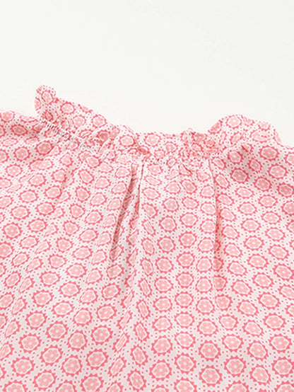 Pink Diamond Abstract Print V-Neck Sleeveless Maxi Dress