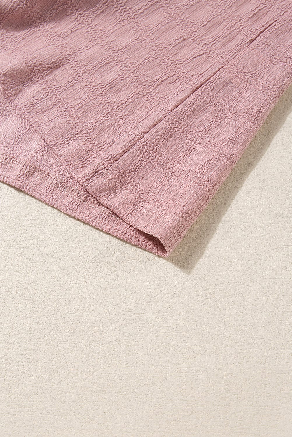 Pink Elegance Lattice Textured Split Neck Sleeveless Top