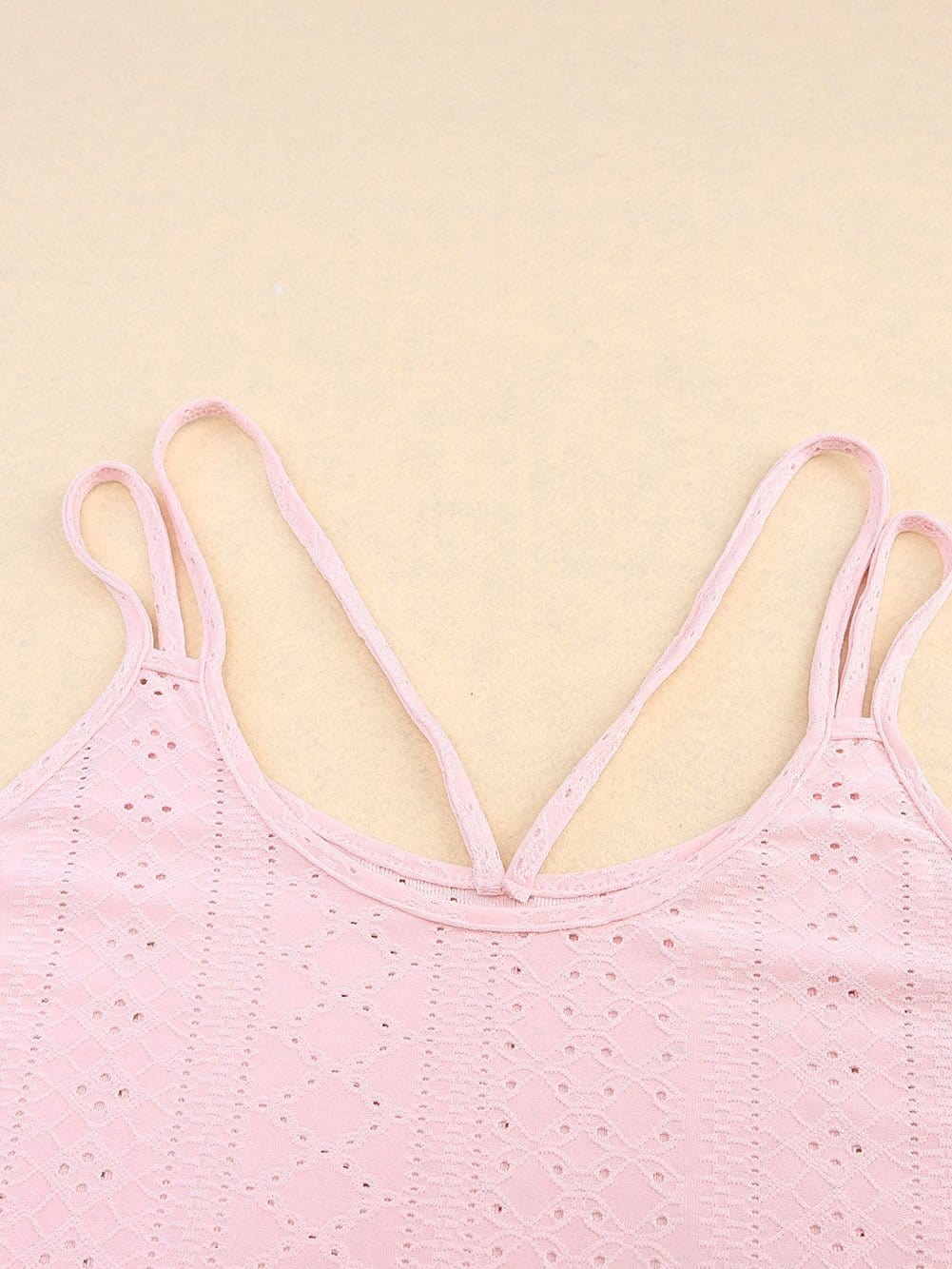 Pink Eyelet Embroidered Strappy Scoop-Neck Camisole