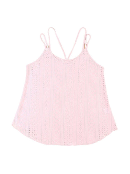 Pink Eyelet Embroidered Strappy Scoop-Neck Camisole