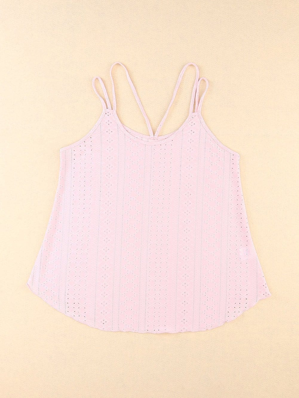 Pink Eyelet Embroidered Strappy Scoop-Neck Camisole