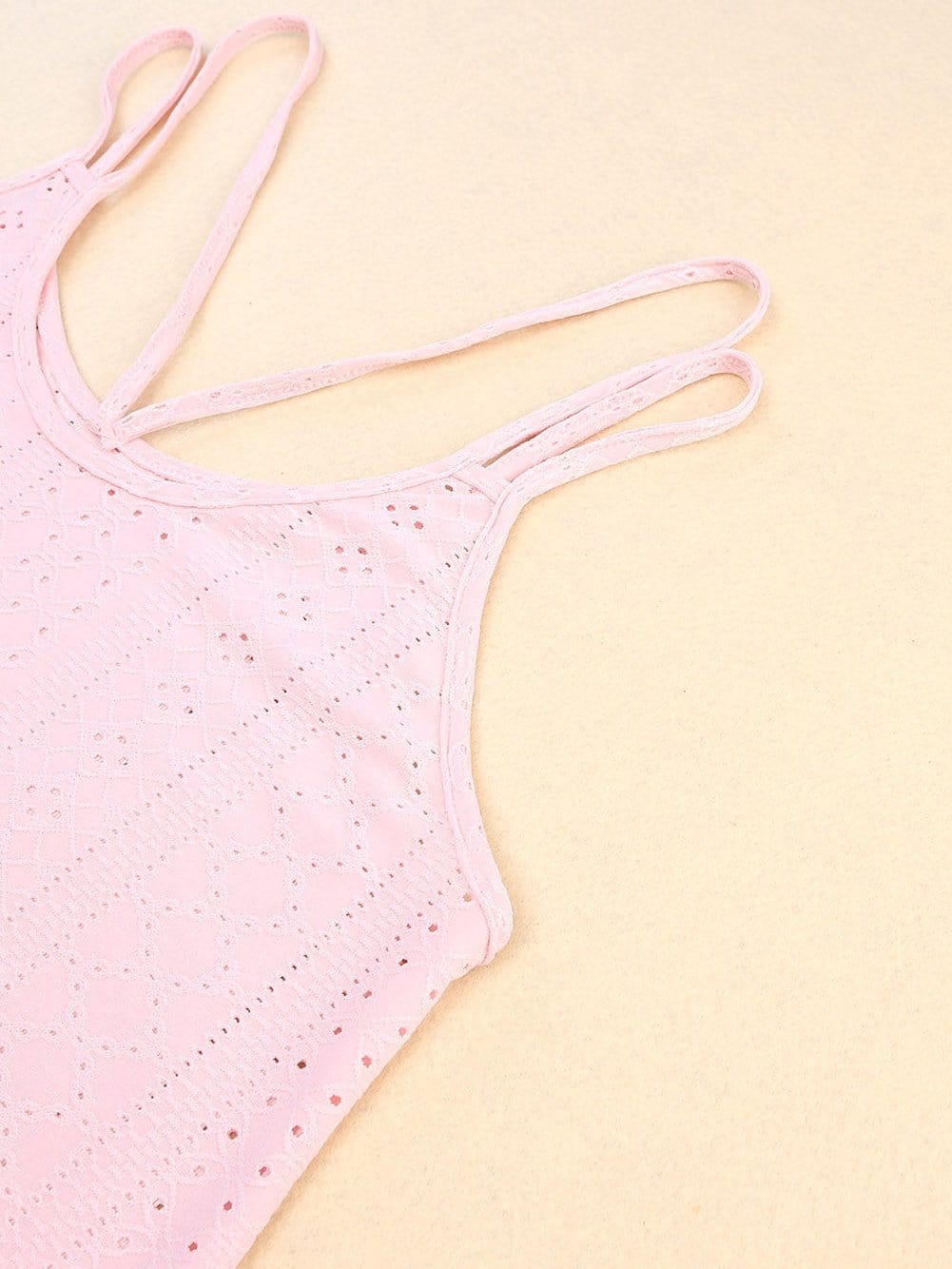 Pink Eyelet Embroidered Strappy Scoop-Neck Camisole