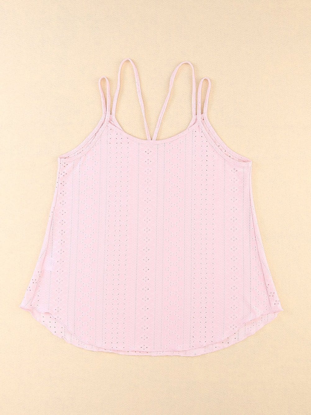 Pink Eyelet Embroidered Strappy Scoop-Neck Camisole