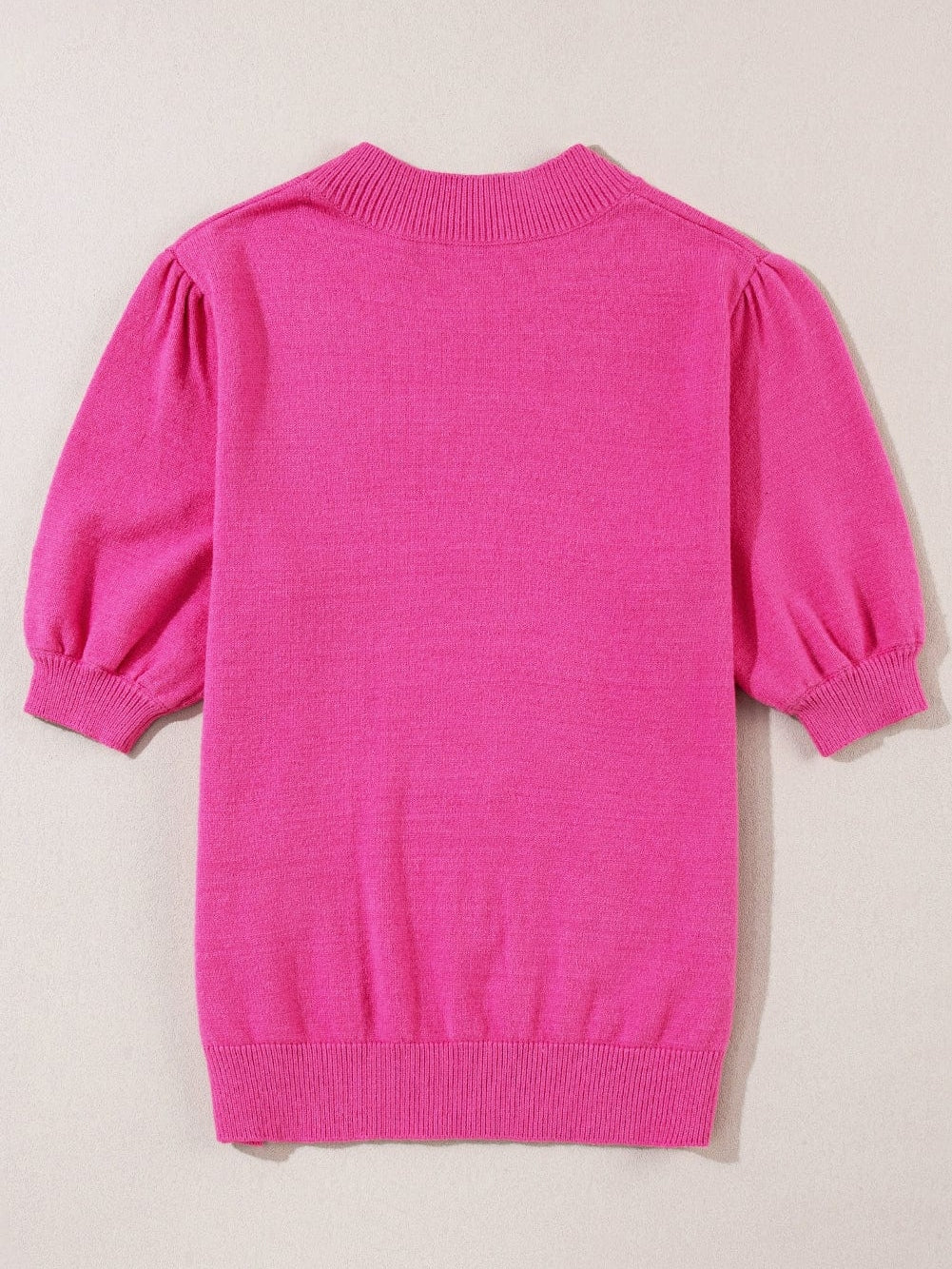 Pink Floral Bubble Sleeve Sweater with Vintage Charm