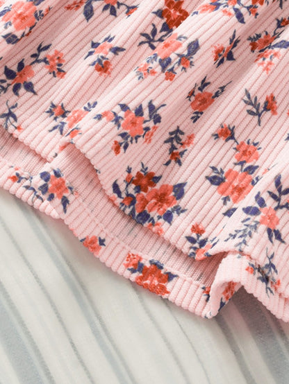 Pink Floral Button-Down Shirt Dress with Flap Pockets