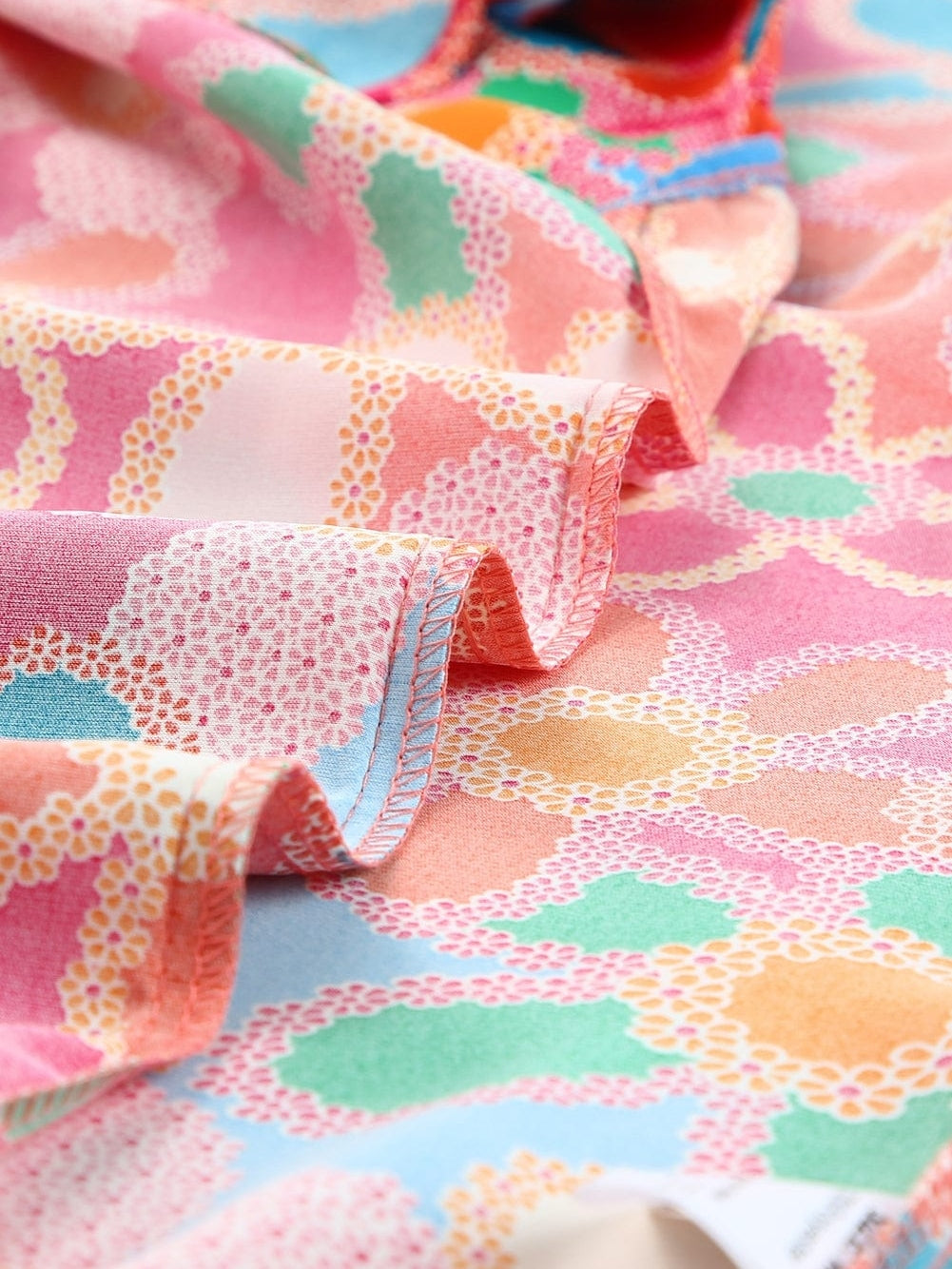 Pink Floral Embroidered Ruffle Tank Top with Vintage Charm