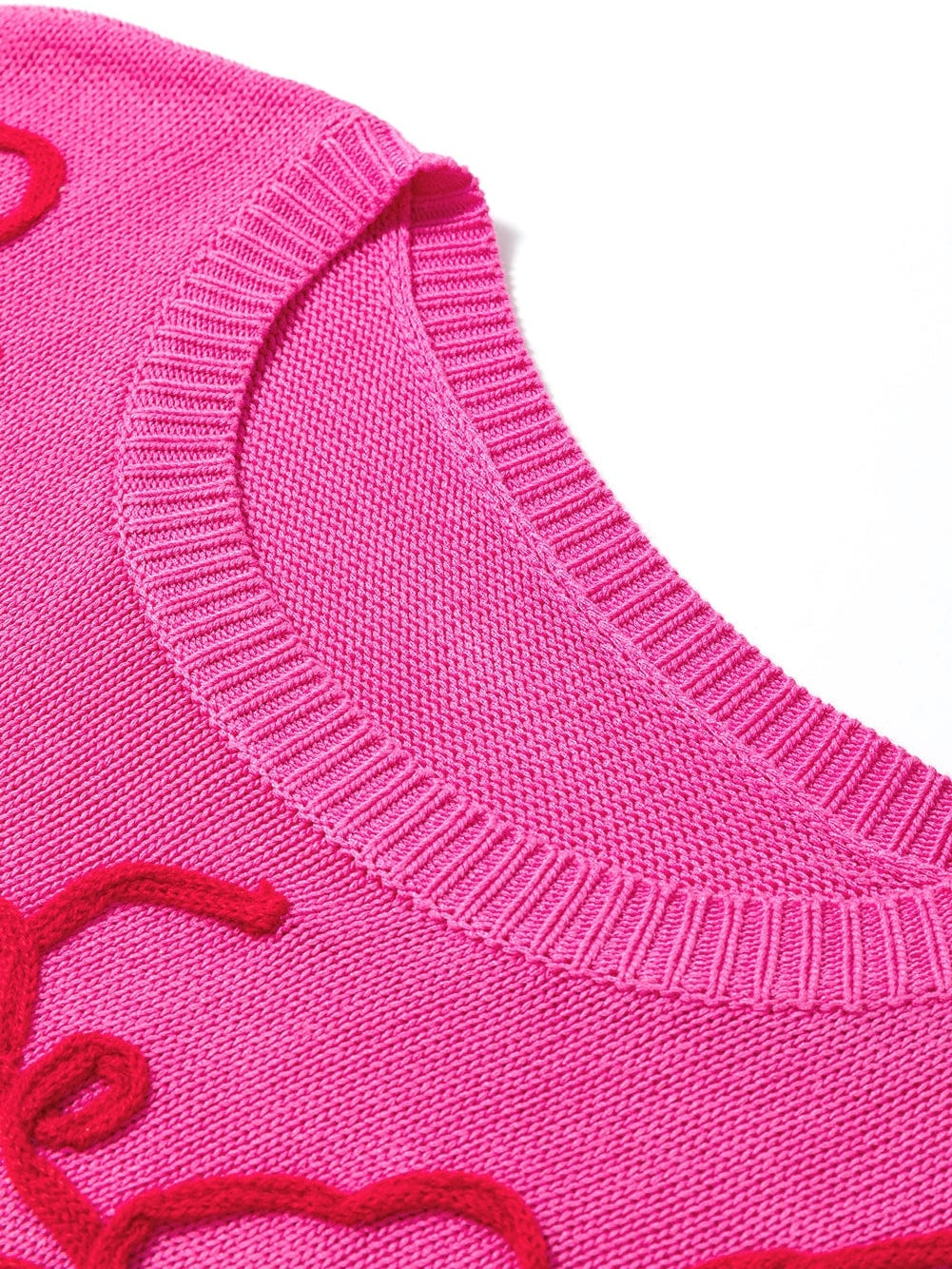 Pink Floral Embroidered Short Sleeve Knit Top