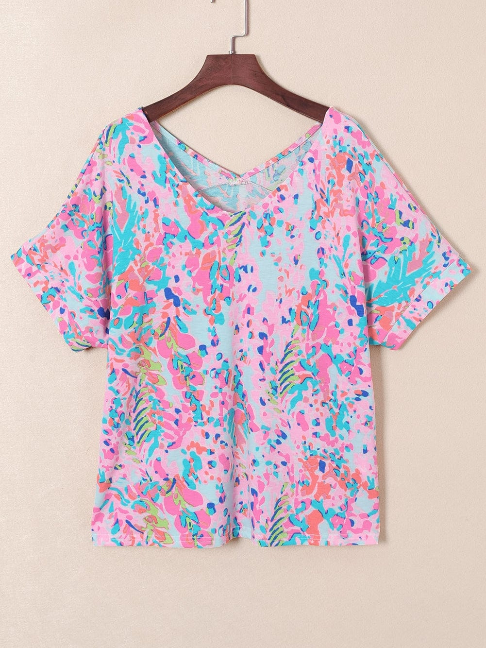 Pink Floral Painted Loose Fit Tee