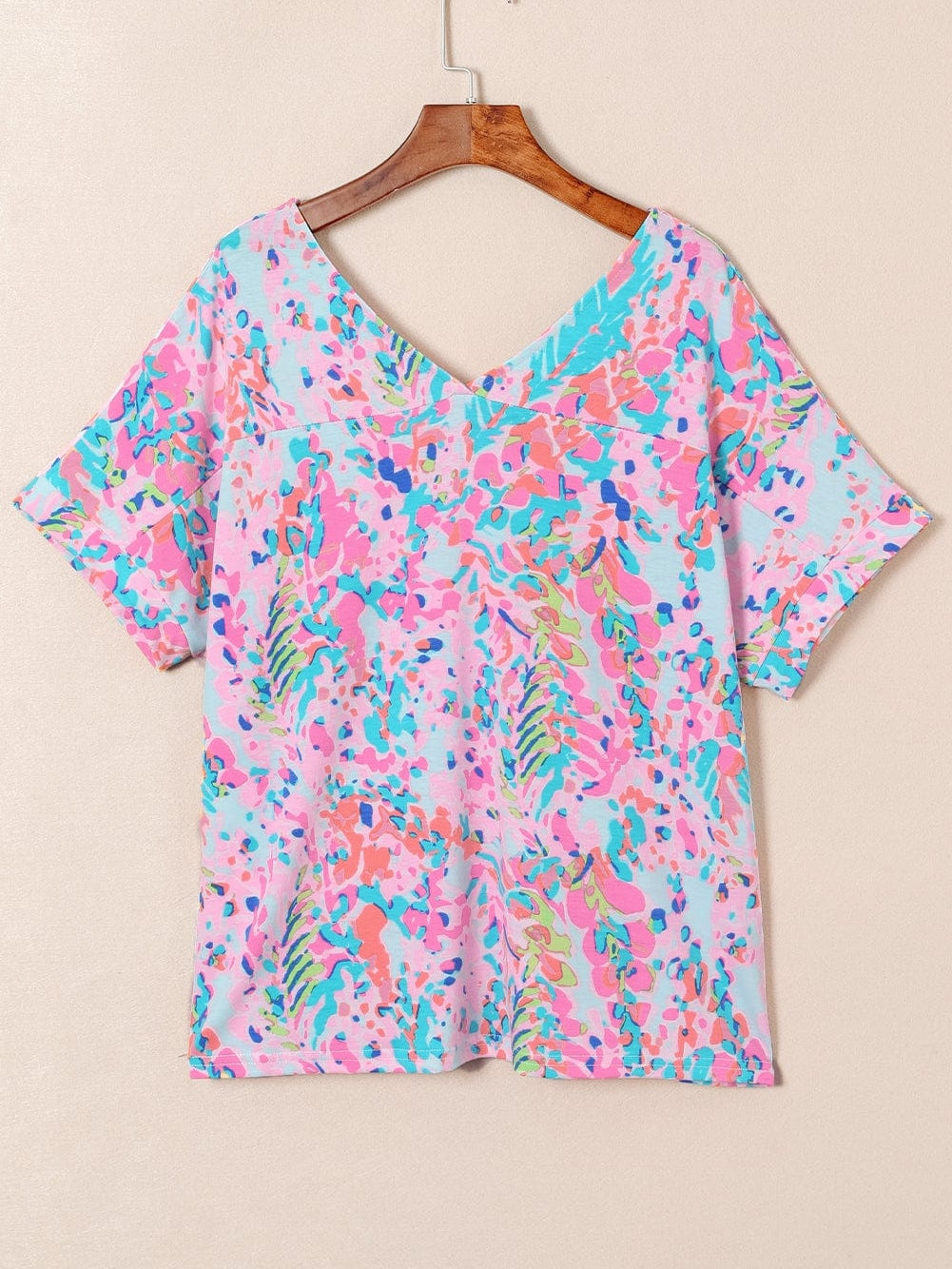 Pink Floral Painted Loose Fit Tee