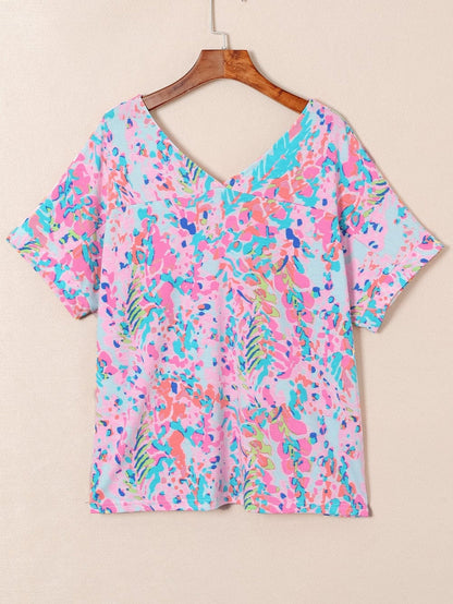 Pink Floral Painted Loose Fit Tee