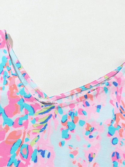 Pink Floral Painted Loose Fit Tee