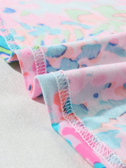 Pink Floral Painted Loose Fit Tee