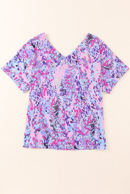 Pink Floral Painted Loose-Fit Tee