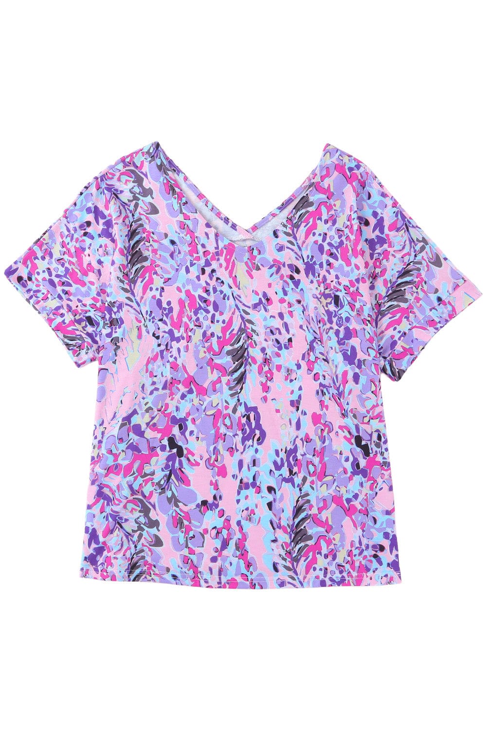 Pink Floral Painted Loose-Fit Tee