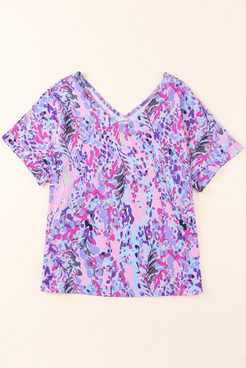 Pink Floral Painted Loose-Fit Tee