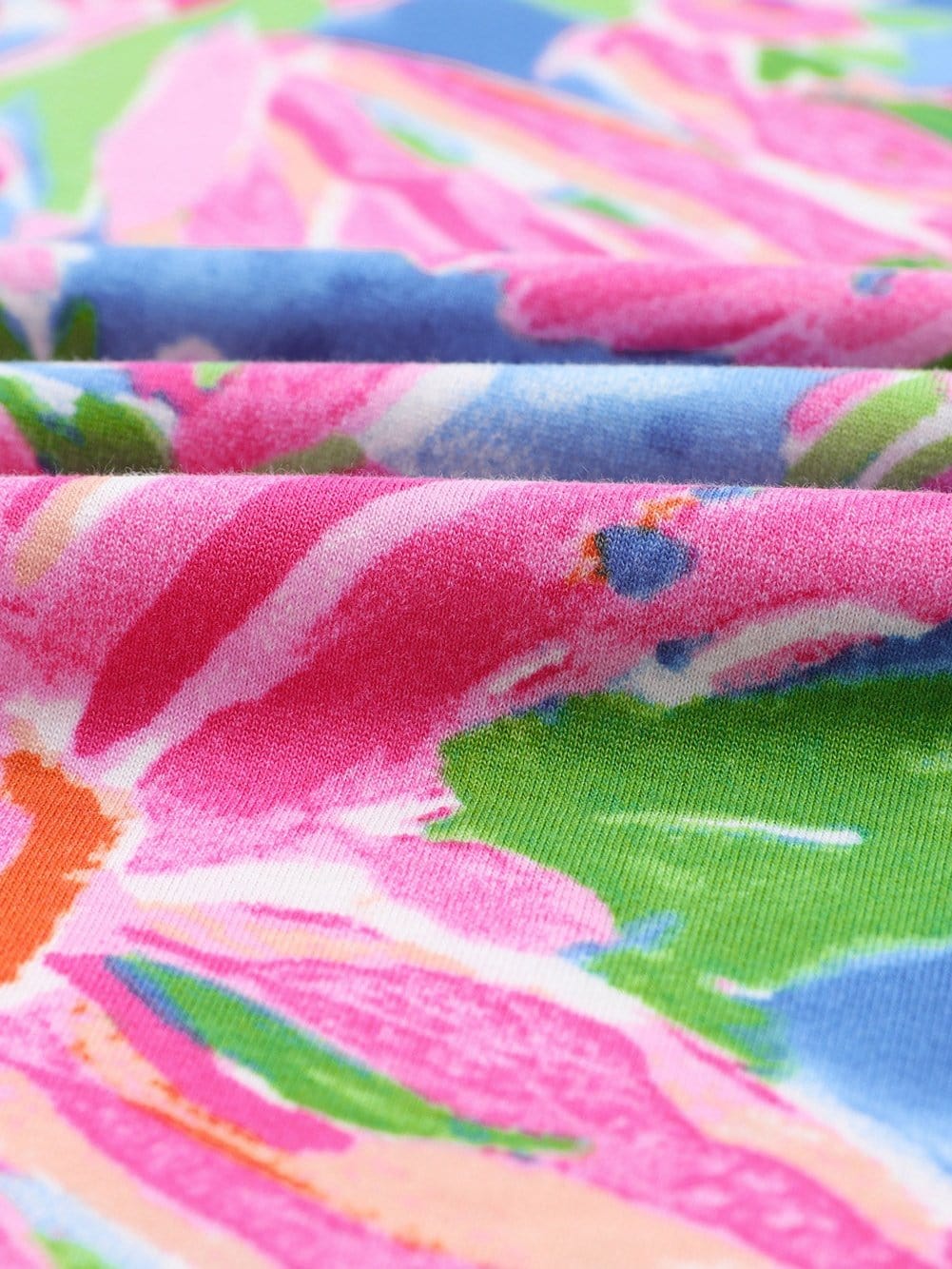 Pink Floral Print Relaxed V Neck Tee