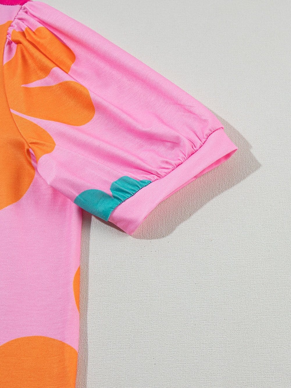 Pink Floral Puff Sleeve Summer Tee