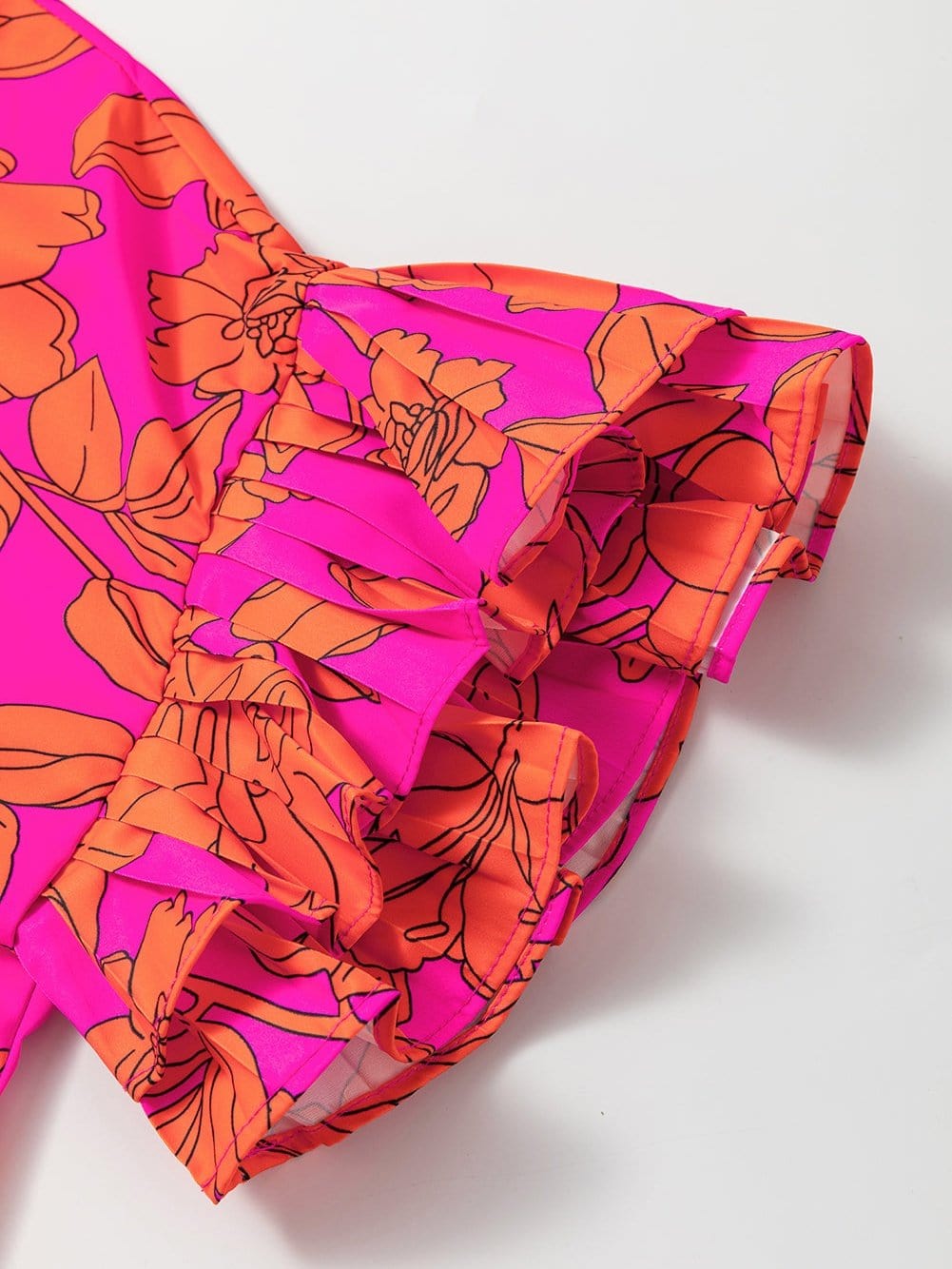 Pink Floral Ruffle Sleeve Mini Dress for Southern Belle Style