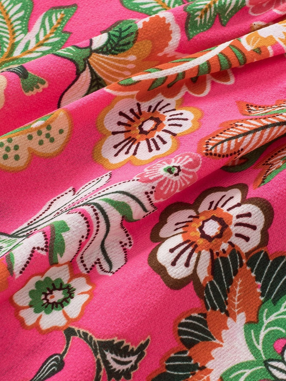 Pink Floral Smocked Sleeve Shirt with Strawberry Print