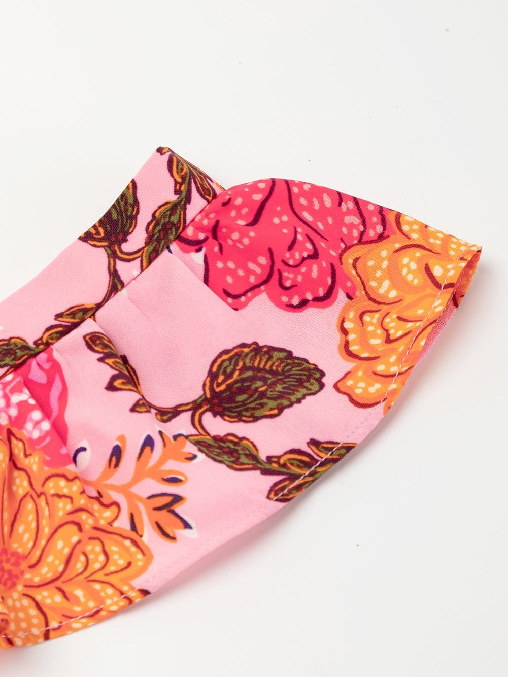 Pink Floral Square Neck Flutter Sleeve Tiered Midi Dress with Rick Rack Details