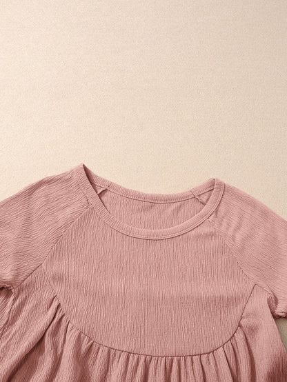 Pink Flowy Ruffle Hem Shift Top